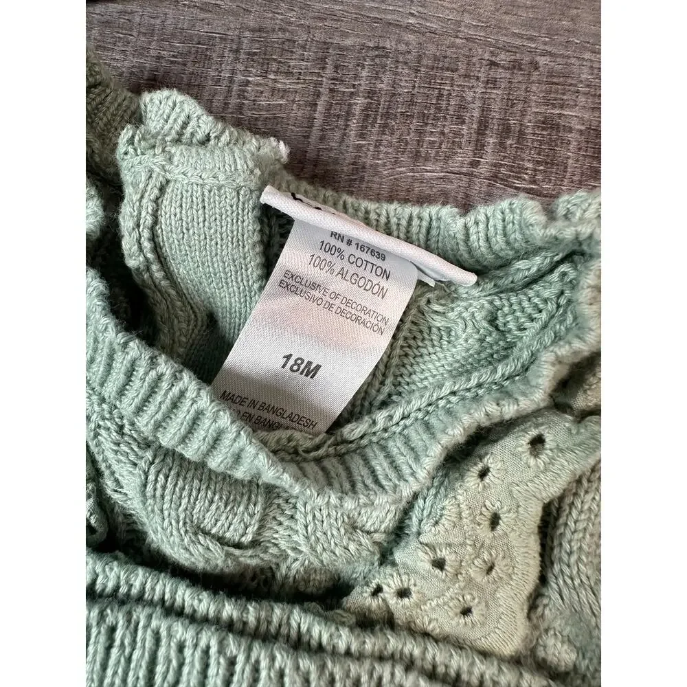 Nicole Miller Girls 3-Piece Cable Knit Sweater Set - Mint Green, 18 months